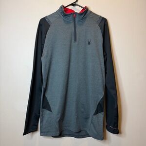 Spyder Active ProWeb Gray/Black 1/4 Zip Training Athletic Pullover Mens Large